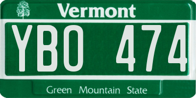 VT license plate YBO474
