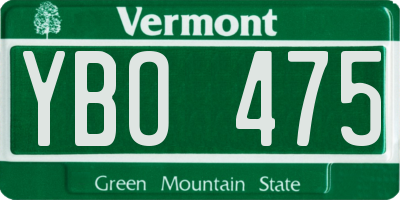 VT license plate YBO475