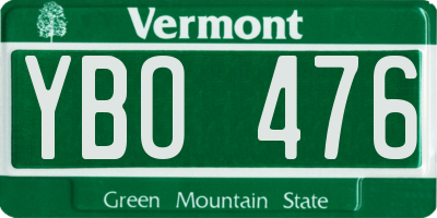 VT license plate YBO476