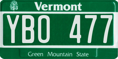 VT license plate YBO477