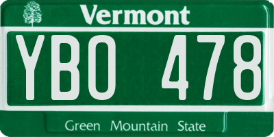 VT license plate YBO478