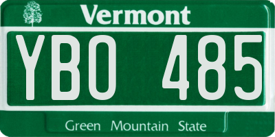 VT license plate YBO485