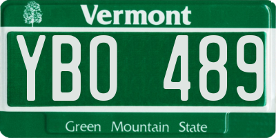 VT license plate YBO489