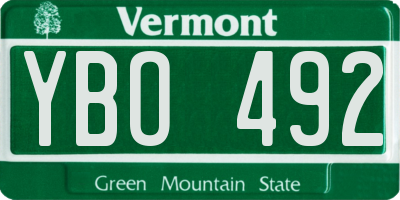 VT license plate YBO492