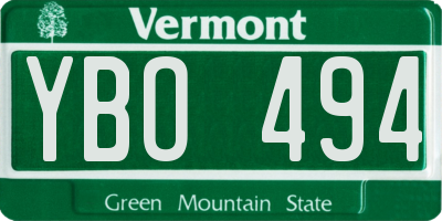 VT license plate YBO494
