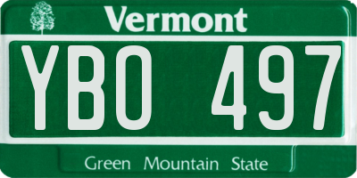 VT license plate YBO497
