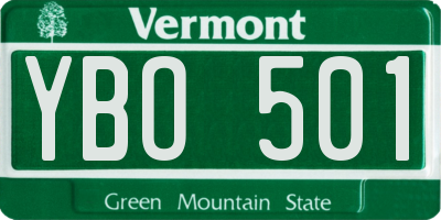 VT license plate YBO501