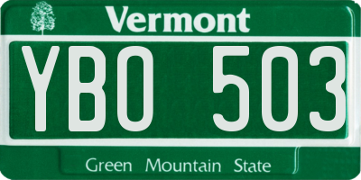 VT license plate YBO503