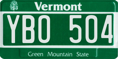 VT license plate YBO504