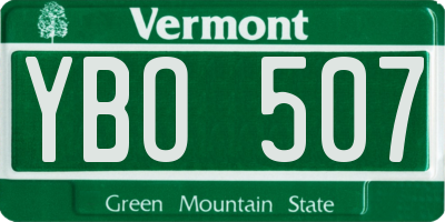 VT license plate YBO507
