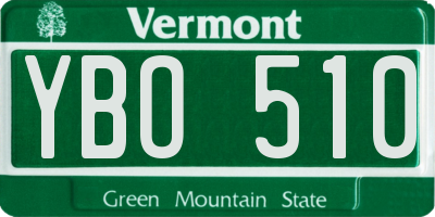 VT license plate YBO510