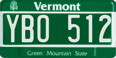VT license plate YBO512