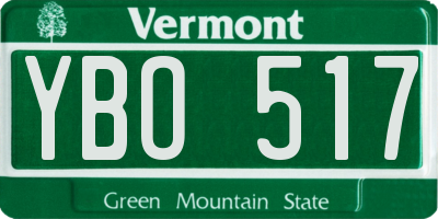VT license plate YBO517