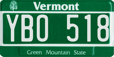 VT license plate YBO518