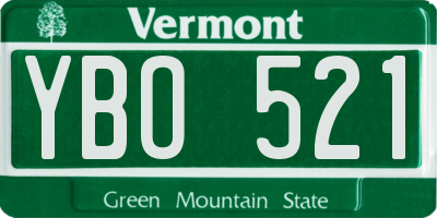 VT license plate YBO521
