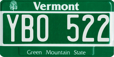 VT license plate YBO522