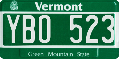 VT license plate YBO523