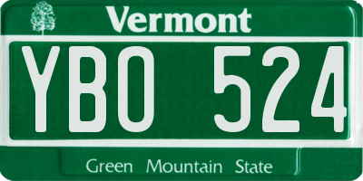 VT license plate YBO524
