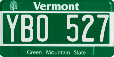 VT license plate YBO527
