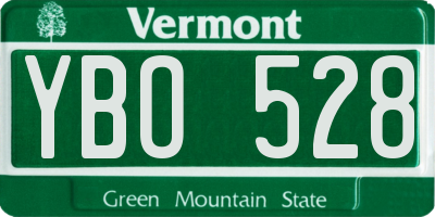 VT license plate YBO528