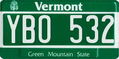 VT license plate YBO532