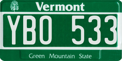 VT license plate YBO533