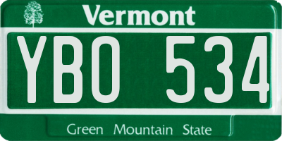 VT license plate YBO534