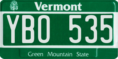 VT license plate YBO535