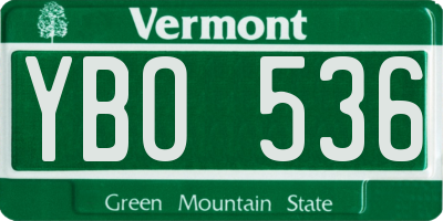 VT license plate YBO536