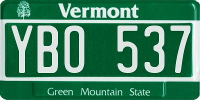 VT license plate YBO537