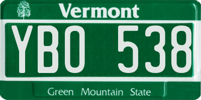 VT license plate YBO538