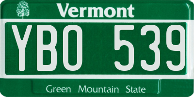 VT license plate YBO539