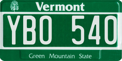 VT license plate YBO540