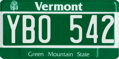 VT license plate YBO542