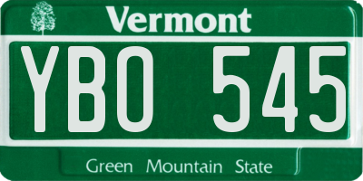 VT license plate YBO545