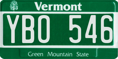 VT license plate YBO546