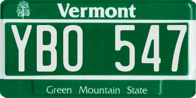 VT license plate YBO547