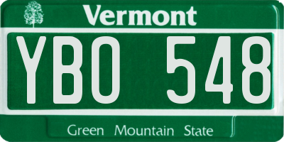 VT license plate YBO548