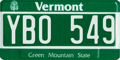 VT license plate YBO549