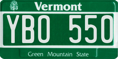 VT license plate YBO550