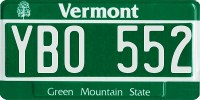 VT license plate YBO552