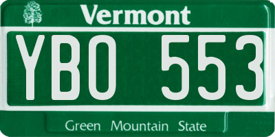 VT license plate YBO553