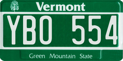 VT license plate YBO554