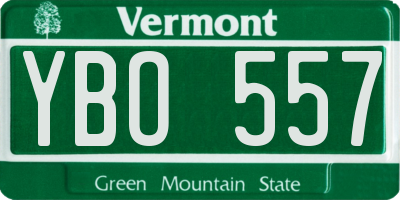 VT license plate YBO557