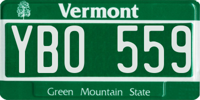 VT license plate YBO559