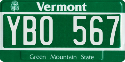 VT license plate YBO567