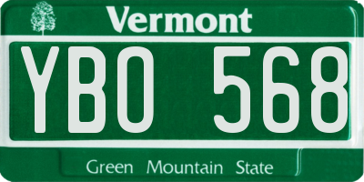 VT license plate YBO568
