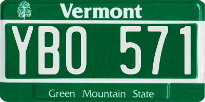 VT license plate YBO571