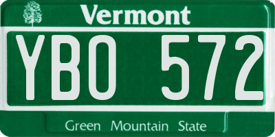 VT license plate YBO572