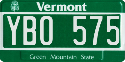 VT license plate YBO575